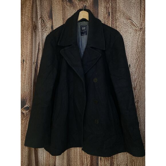 GAP Other - Gap Mens Black Outdoor Pea Coat Button Up Size XL Wool